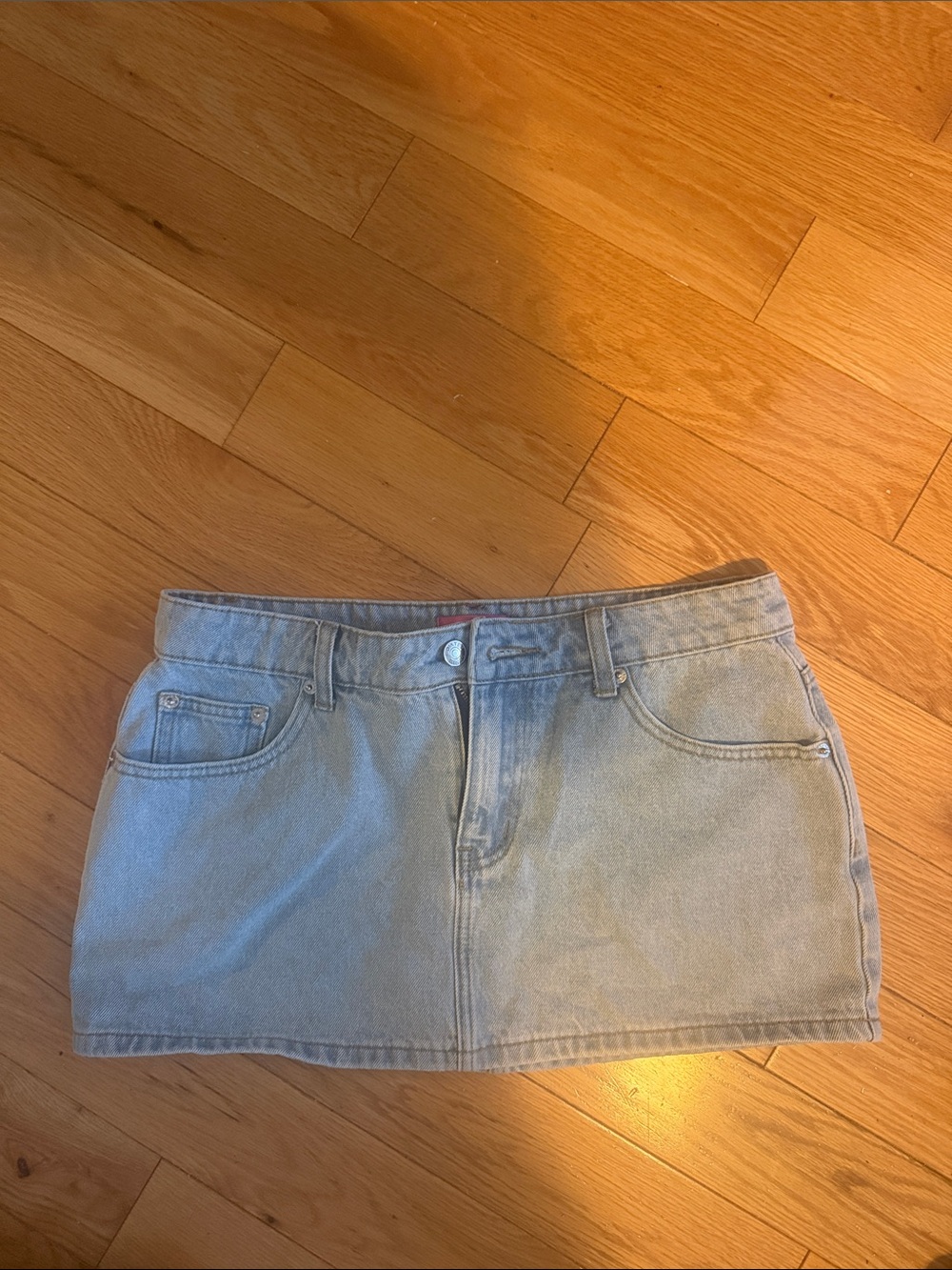 Edikted Light Blue Denim Mini Skirt